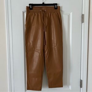 Brown Faux Leather Drawstring Pants - LOFT